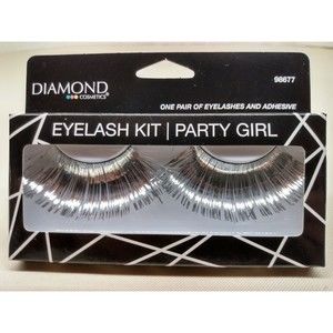2/$15 Eyelashes Metallic Silver Adhesive Included EyeLash Costume Wear Halloween